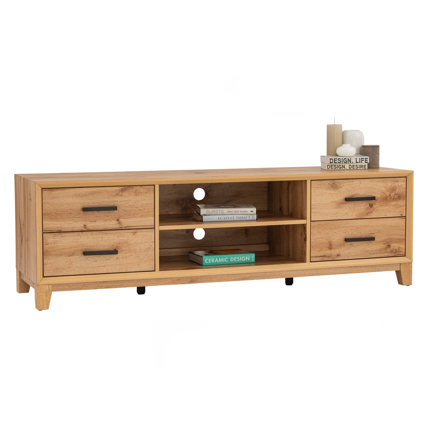 Oregon 1.65m tv cabinet in Wotan Oak colour