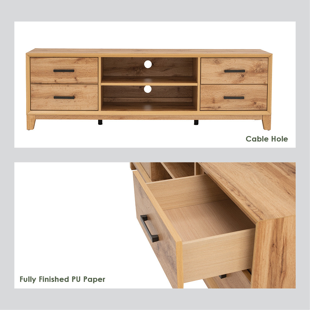 Oregon 1.65m tv cabinet in Wotan Oak colour