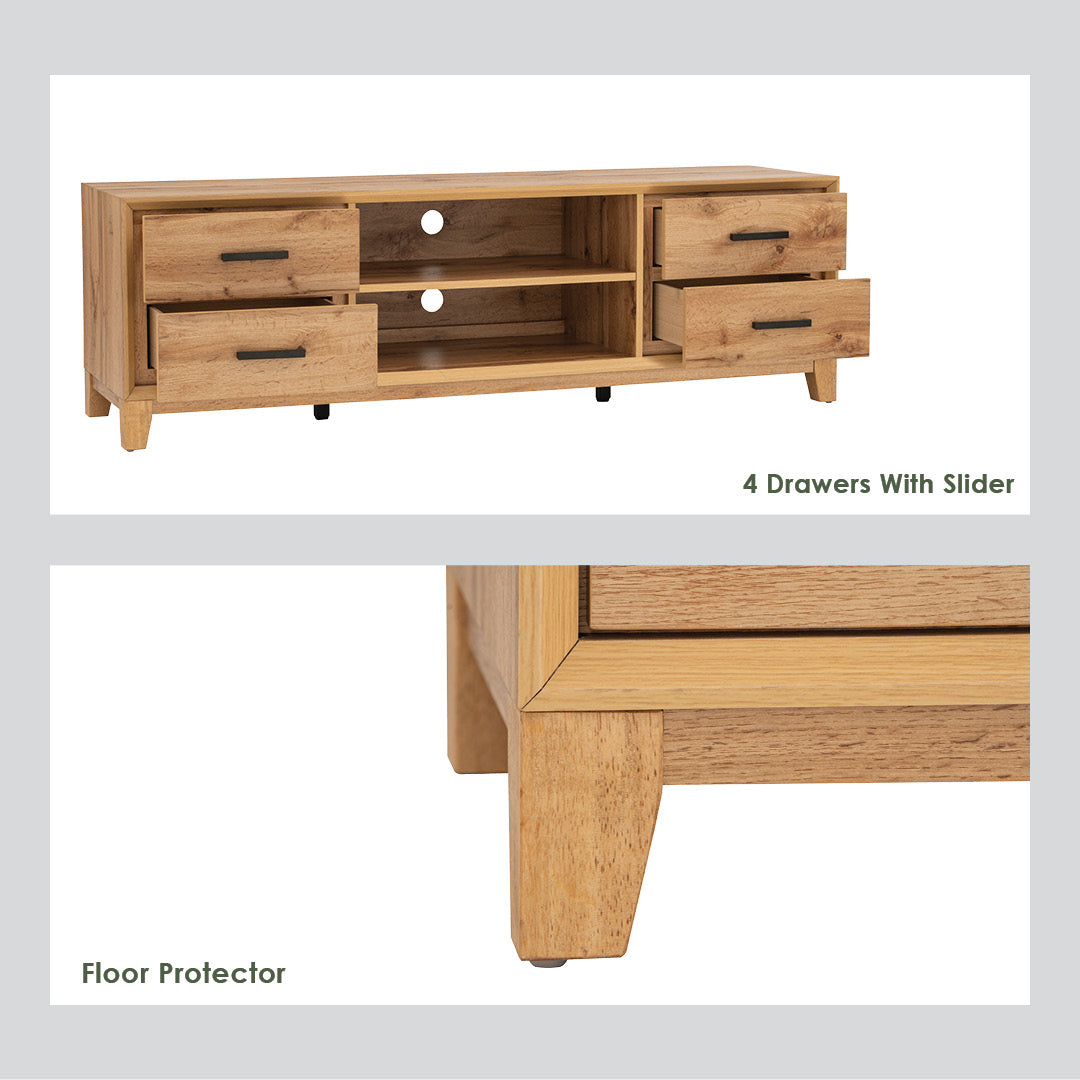 Oregon 1.65m tv cabinet in Wotan Oak colour