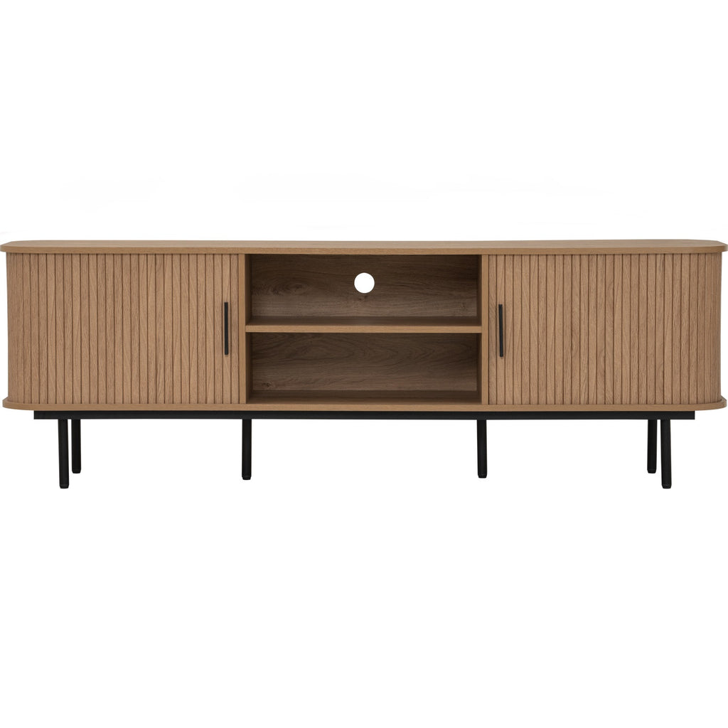 Malmo 1.8m tv cabinet in Matt Black Epoxy leg, Oak colour body