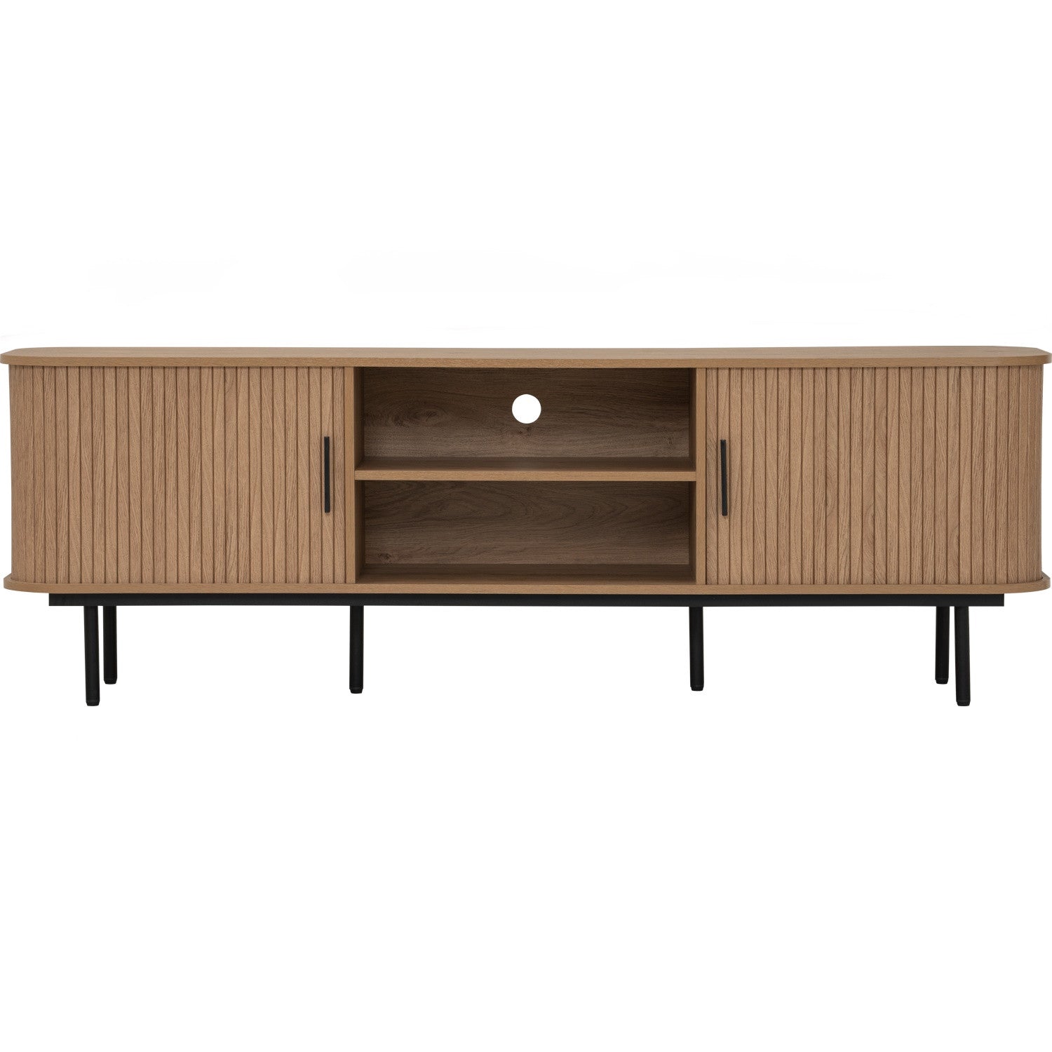 Malmo 1.8m tv cabinet in Matt Black Epoxy leg, Oak colour body