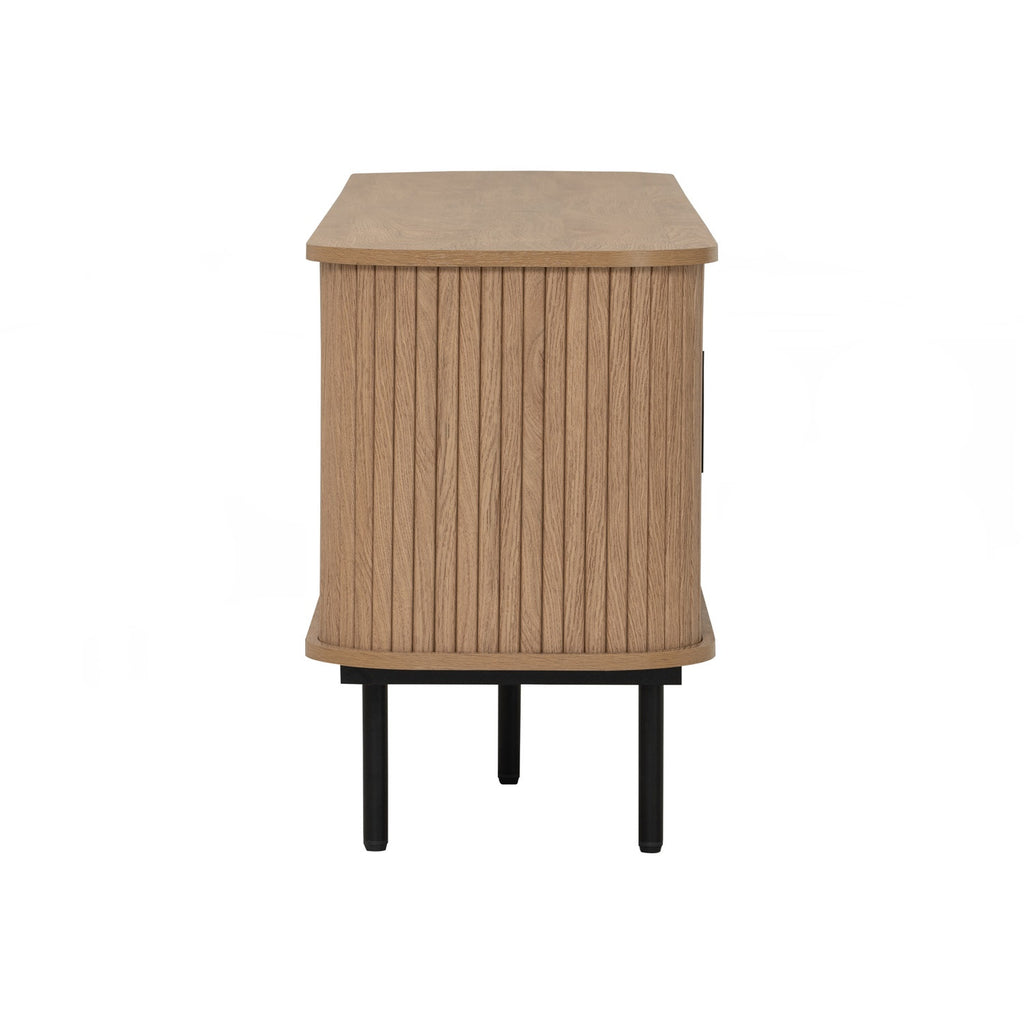 Malmo 1.8m tv cabinet in Matt Black Epoxy leg, Oak colour body