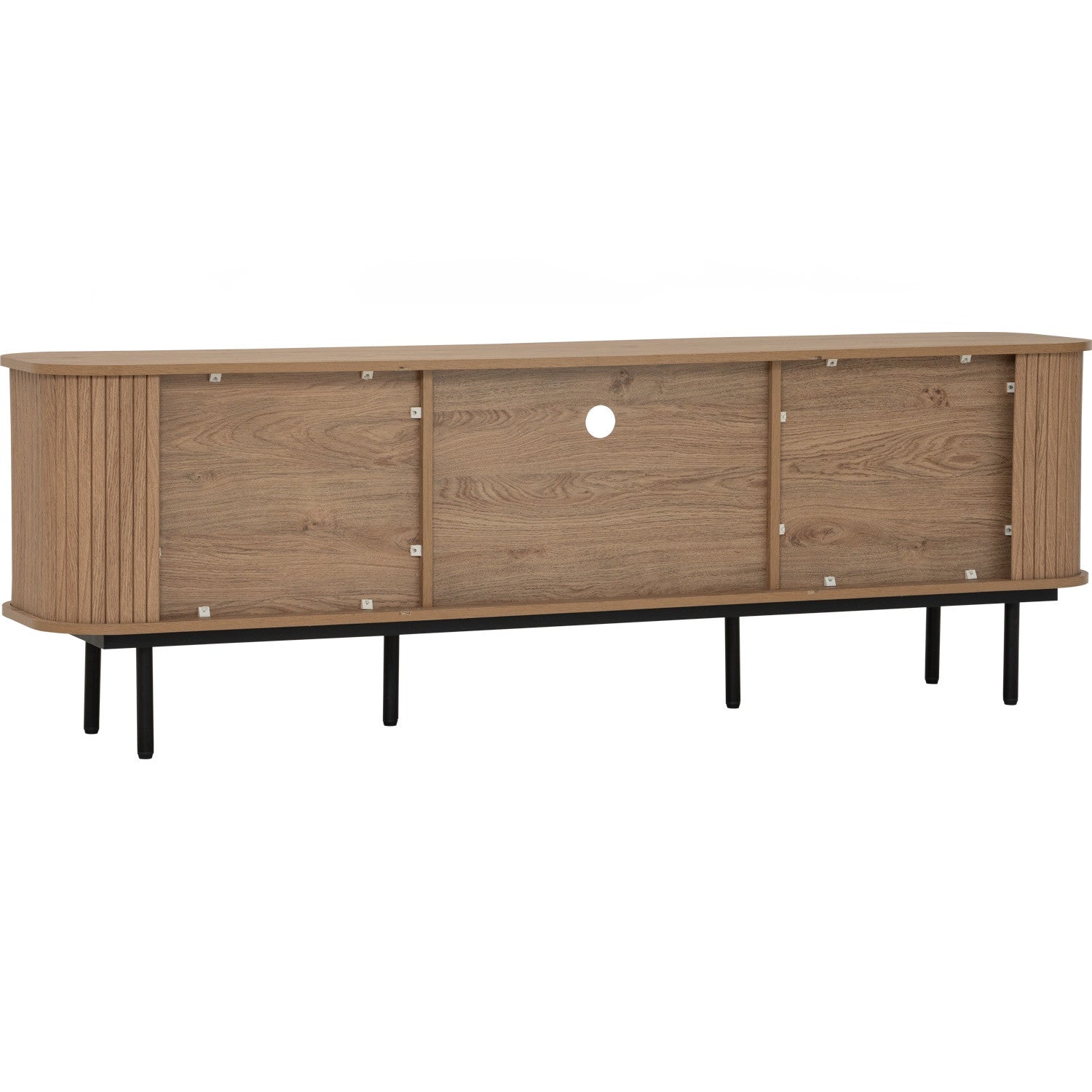 Malmo 1.8m tv cabinet in Matt Black Epoxy leg, Oak colour body