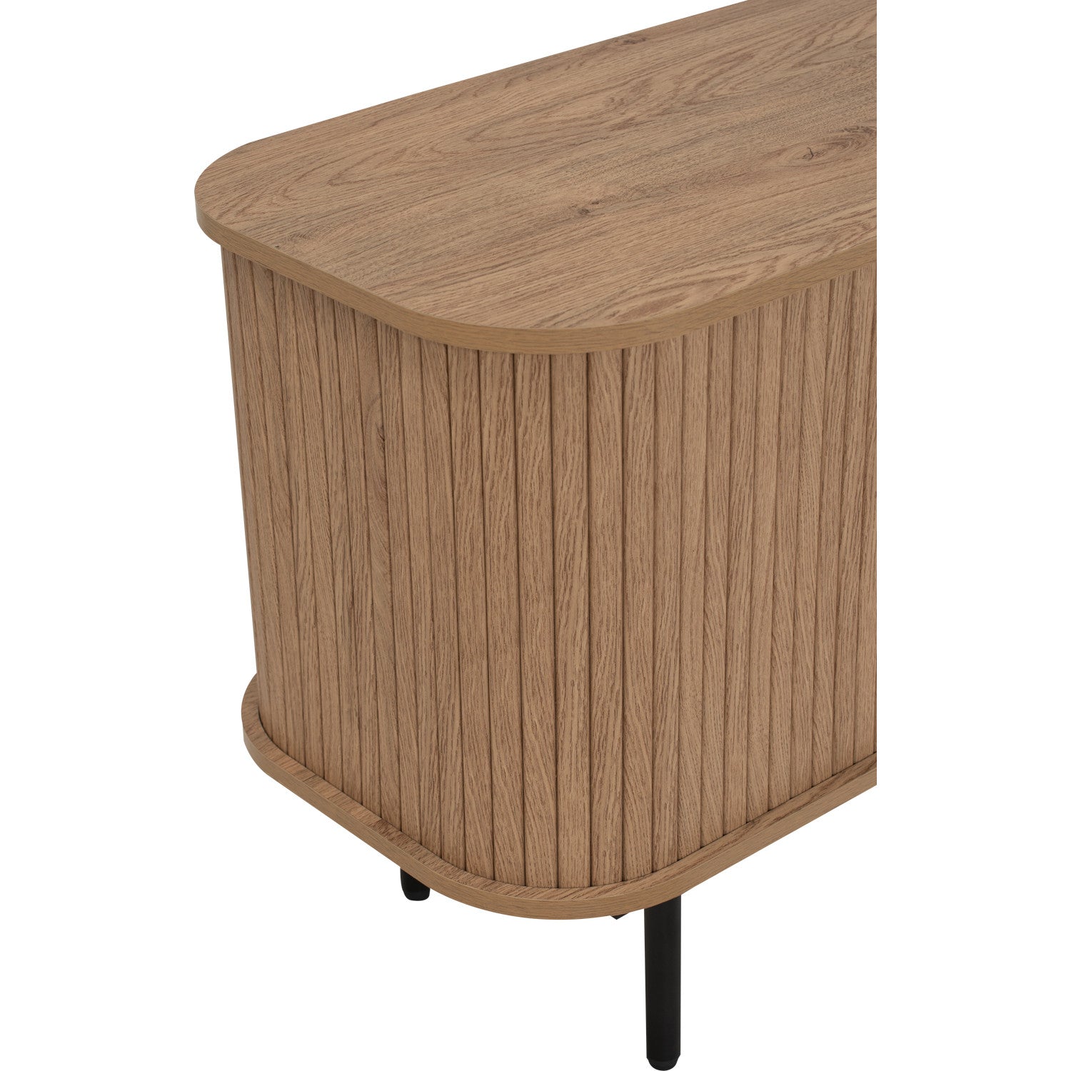 Malmo 1.8m tv cabinet in Matt Black Epoxy leg, Oak colour body