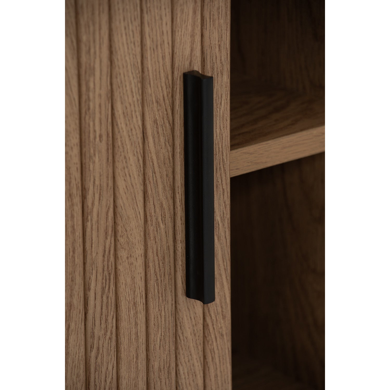 Malmo 1.8m tv cabinet in Matt Black Epoxy leg, Oak colour body