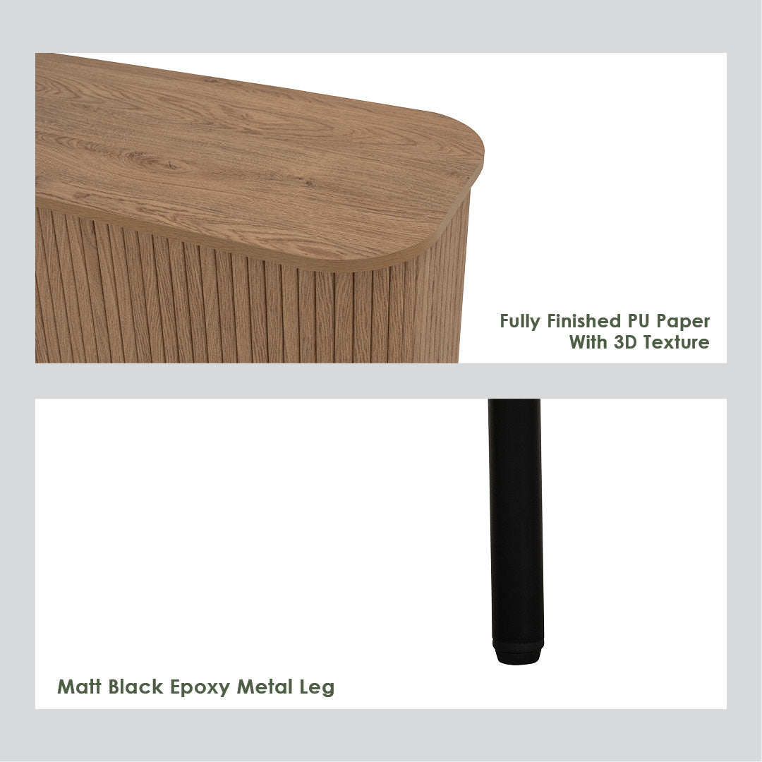 Malmo 1.8m tv cabinet in Matt Black Epoxy leg, Oak colour body