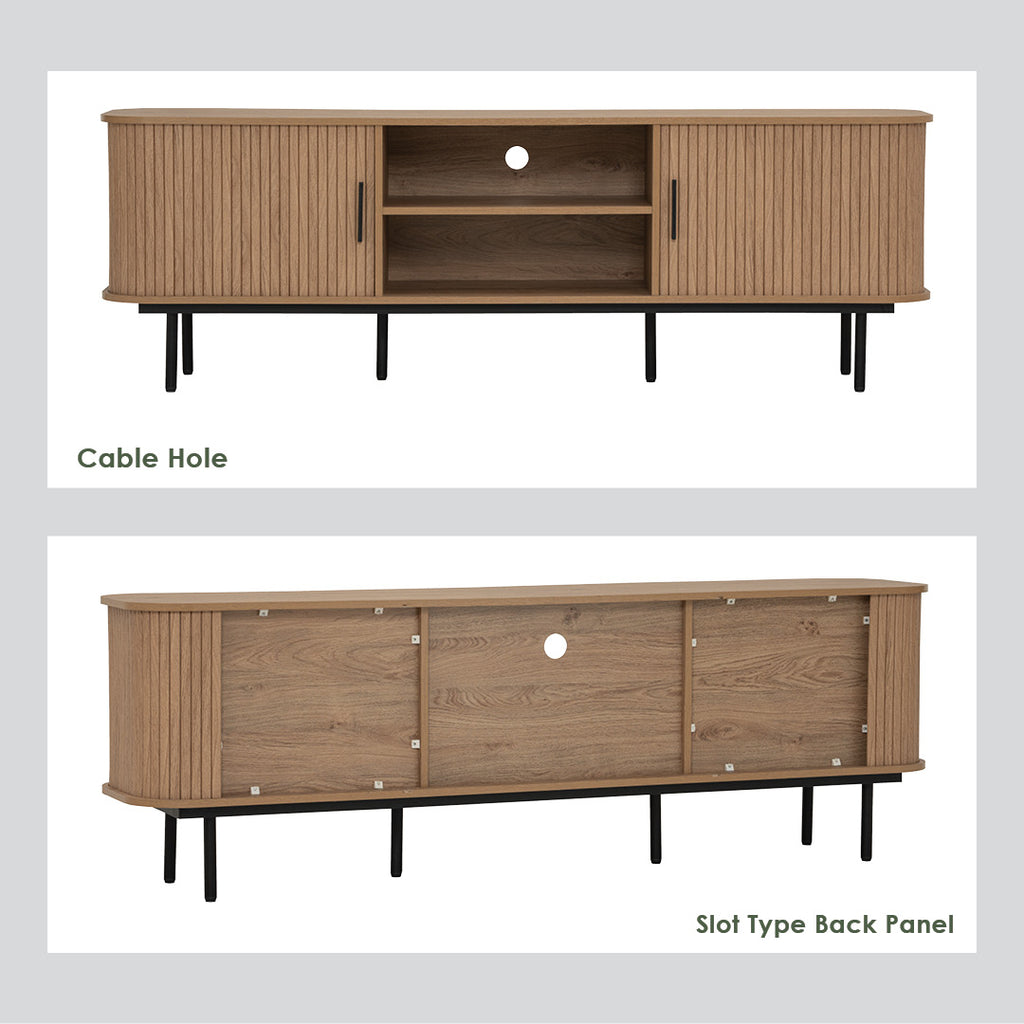 Malmo 1.8m tv cabinet in Matt Black Epoxy leg, Oak colour body