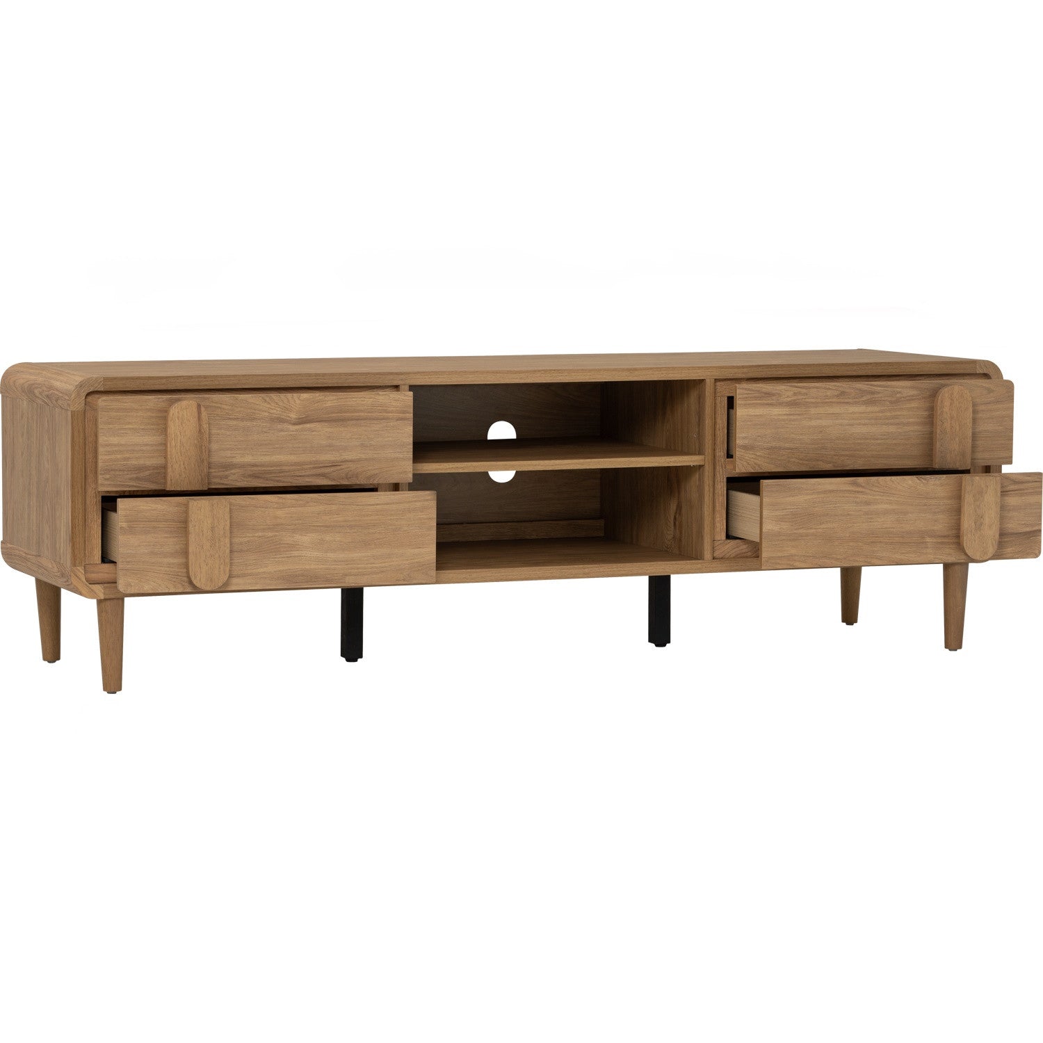 Lome 1.8m tv cabinet in Natural colour leg, Oak colour body.