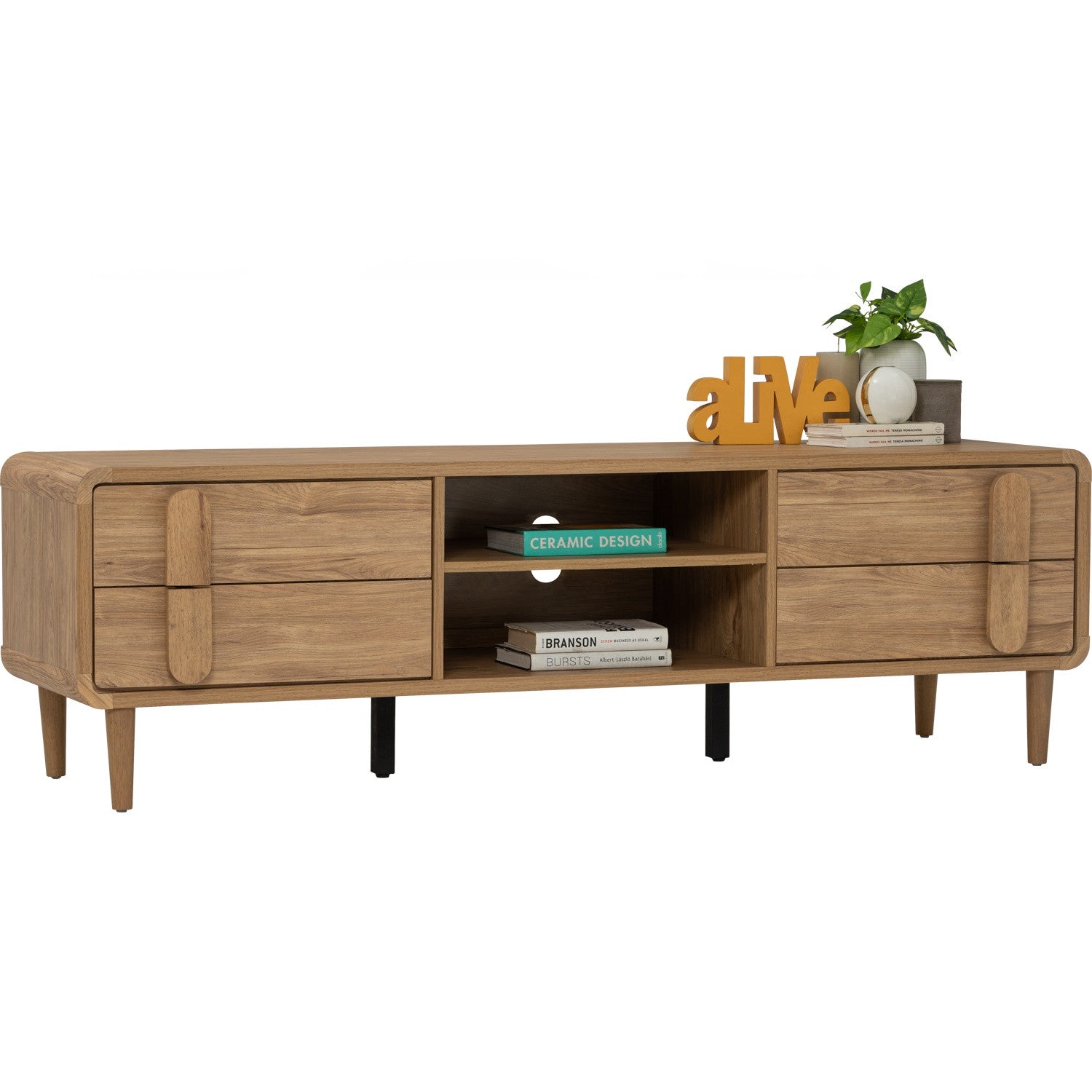 Lome 1.8m tv cabinet in Natural colour leg, Oak colour body.
