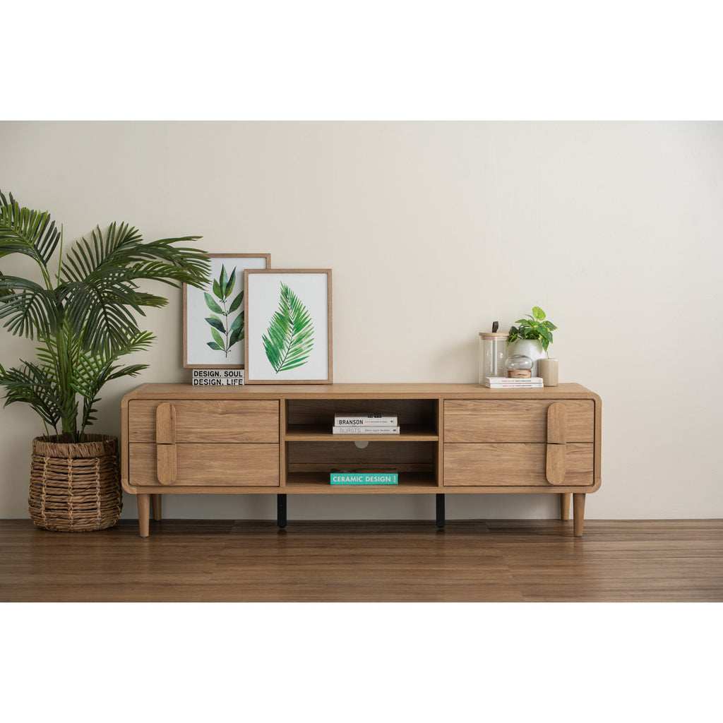 Lome 1.8m tv cabinet in Natural colour leg, Oak colour body.