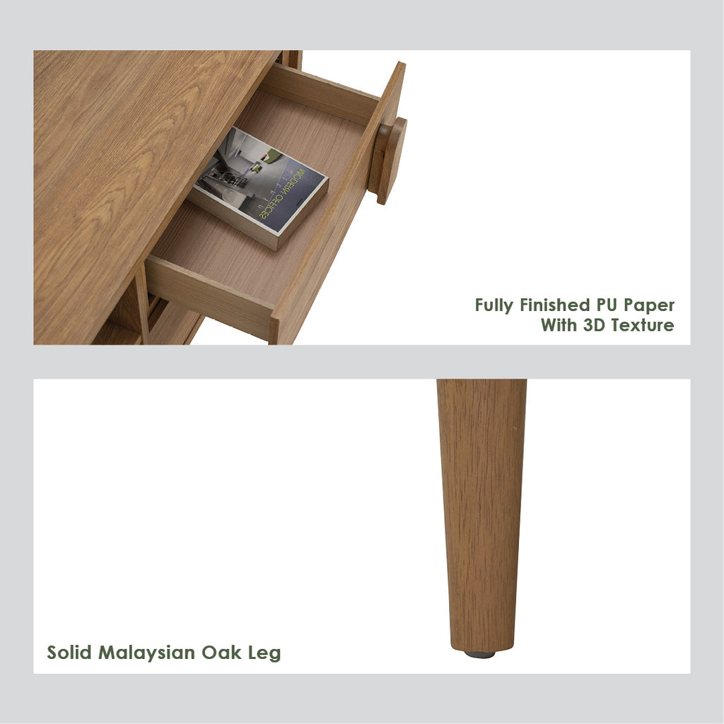 Lome 1.8m tv cabinet in Natural colour leg, Oak colour body.