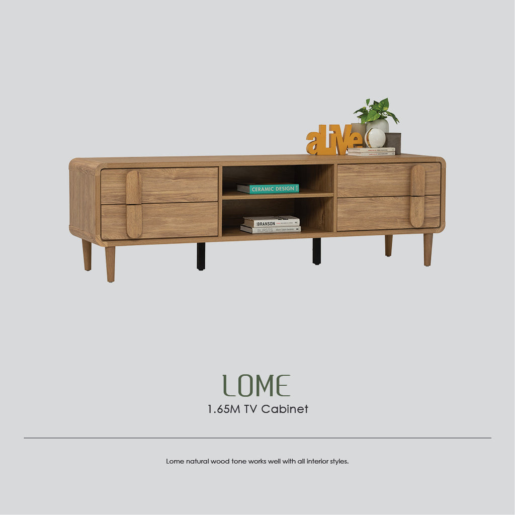 Lome 1.8m tv cabinet in Natural colour leg, Oak colour body.