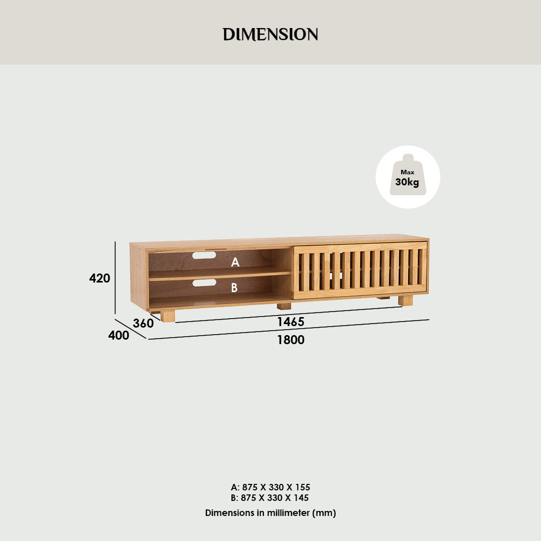 Kyoto 1.8M TV Cabinet in Cocoa colour