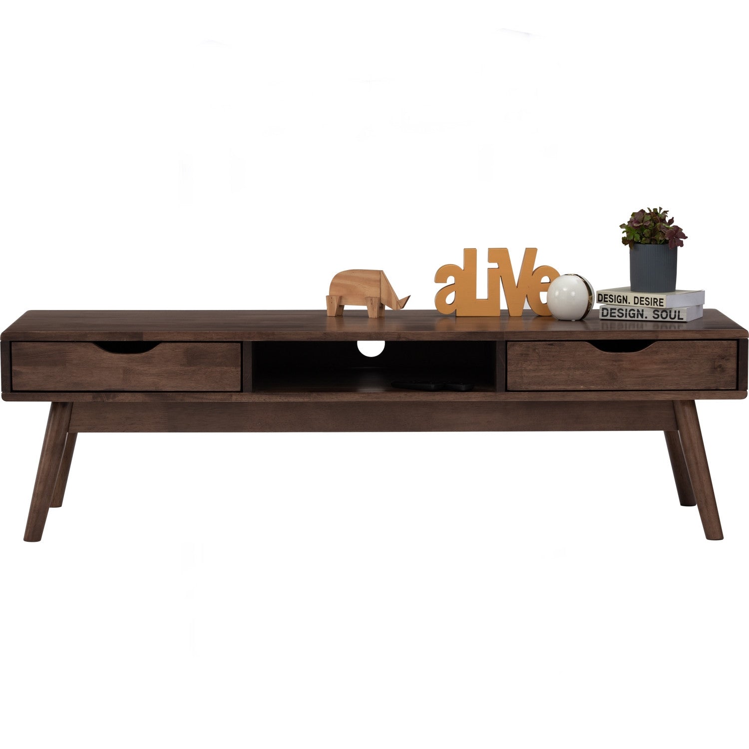 Lamar 1.5M TV Cabinet in Cocoa colour.