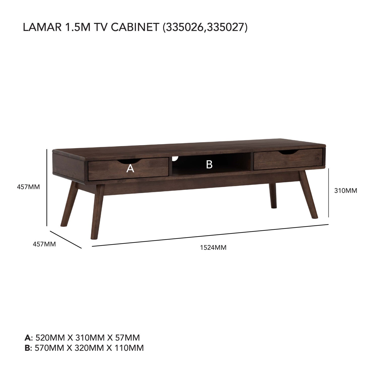 Lamar 1.5M TV Cabinet in Cocoa colour.