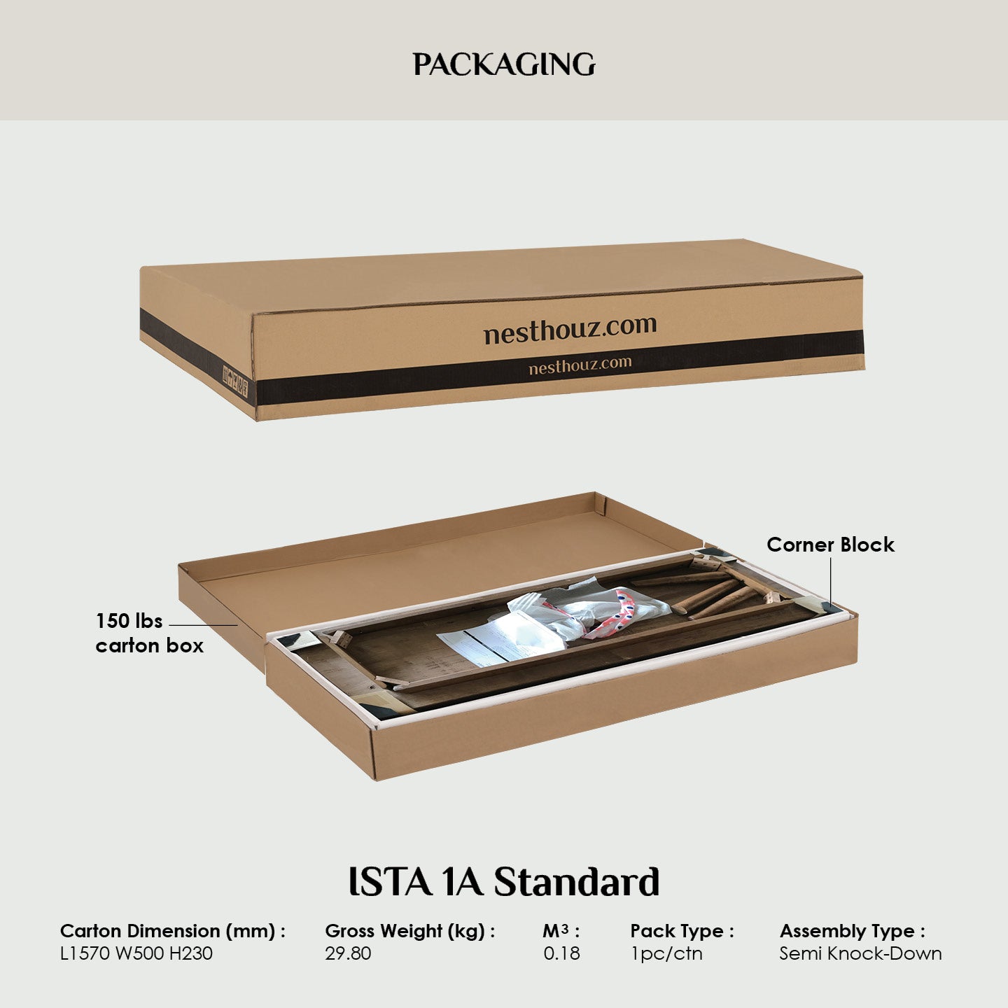 Lamar 1.5M TV Cabinet in Cocoa colour.