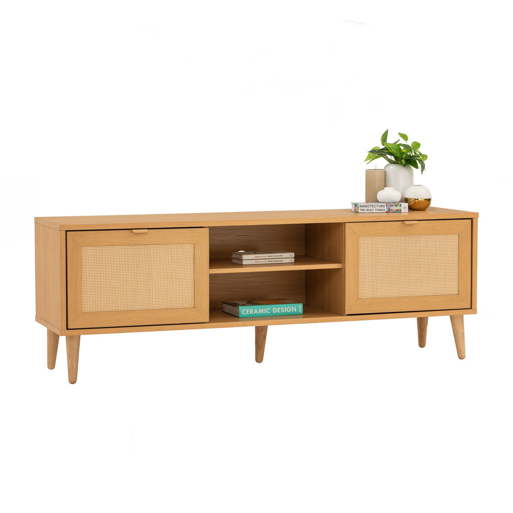 Dudley 1.5M TV Cabinet in Natural colour leg, Oak colour body.