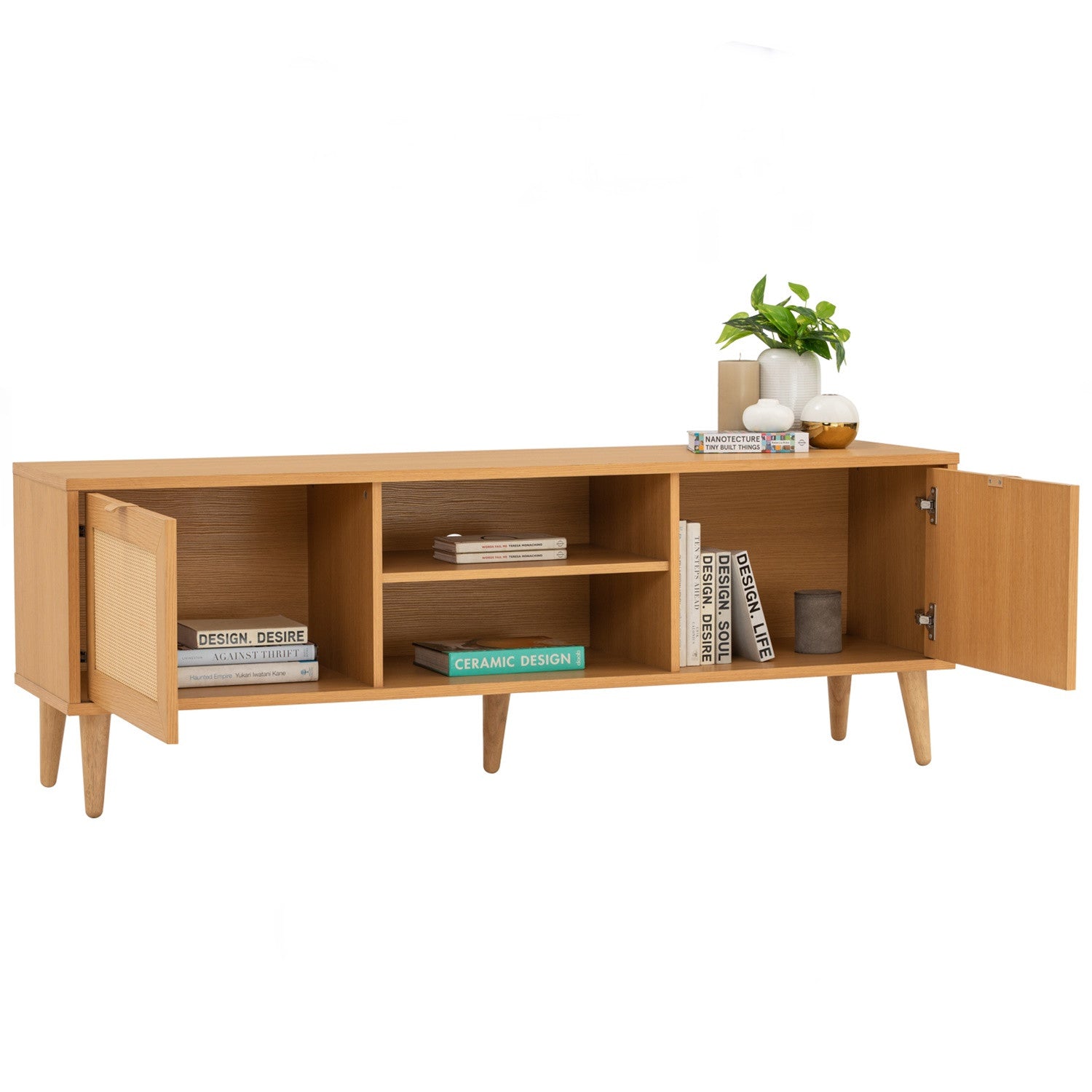 Dudley 1.5M TV Cabinet in Natural colour leg, Oak colour body.