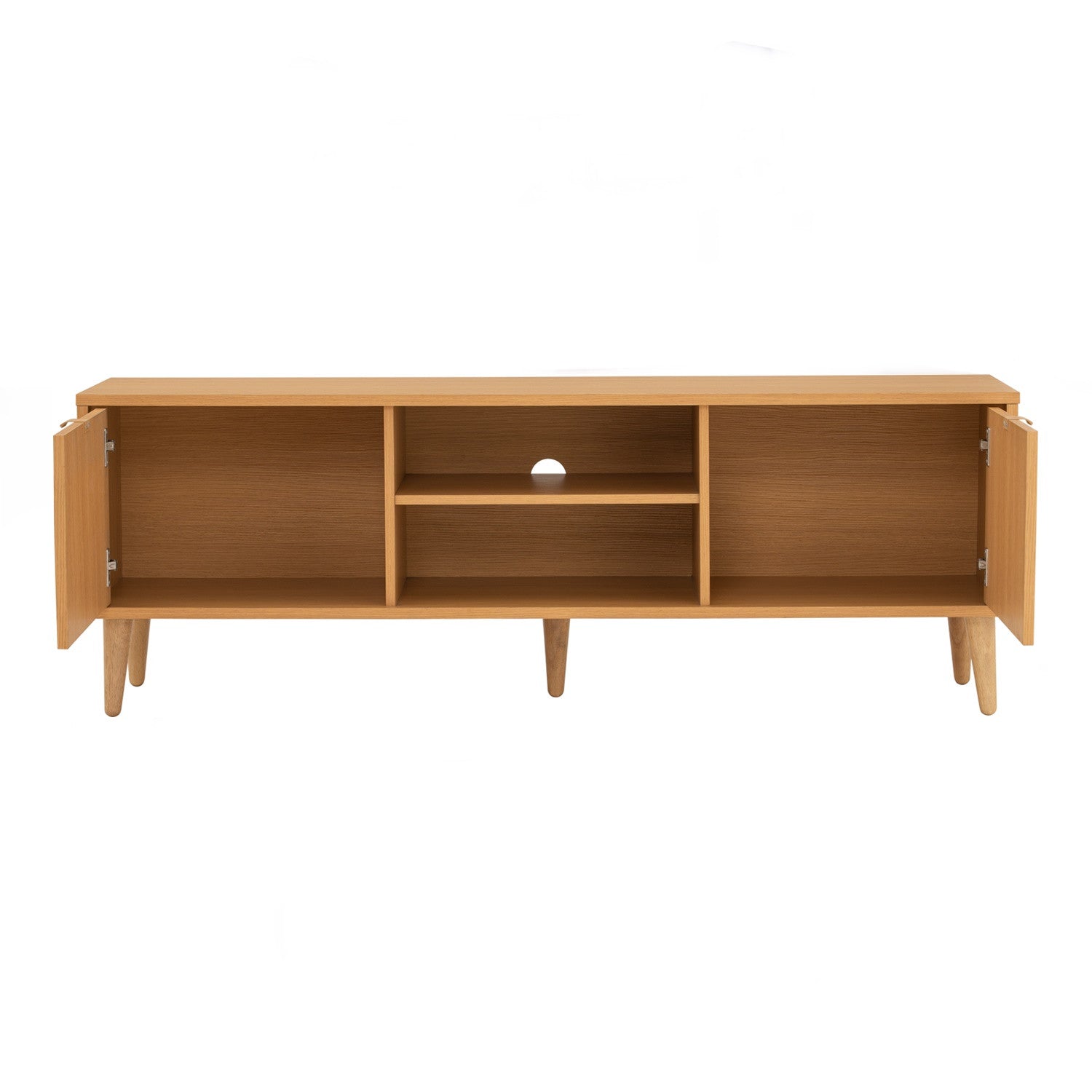 Dudley 1.5M TV Cabinet in Natural colour leg, Oak colour body.