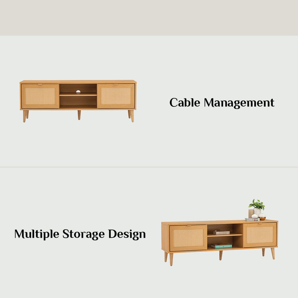 Dudley 1.5M TV Cabinet in Natural colour leg, Oak colour body.