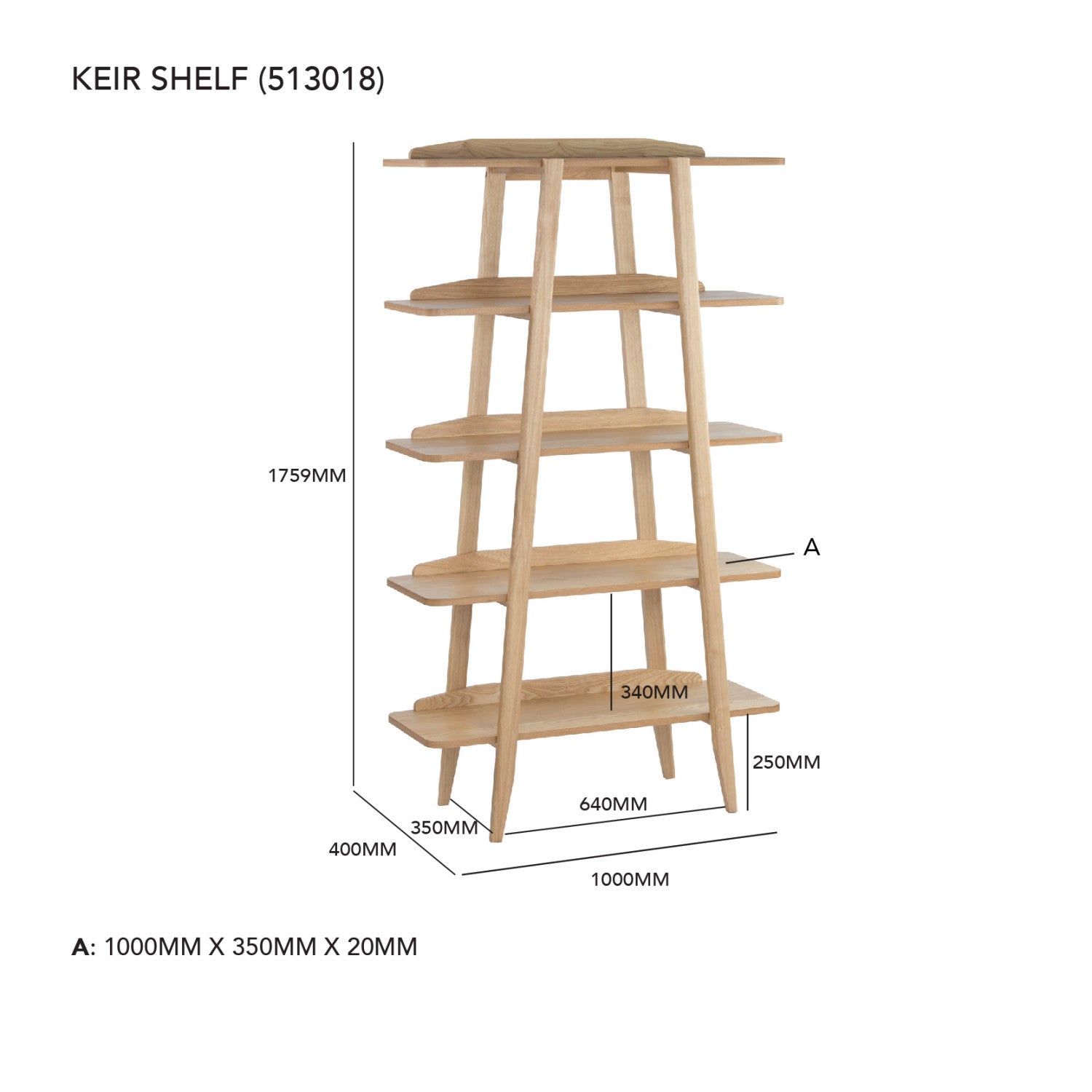 Keir shelf in Natural colour.
