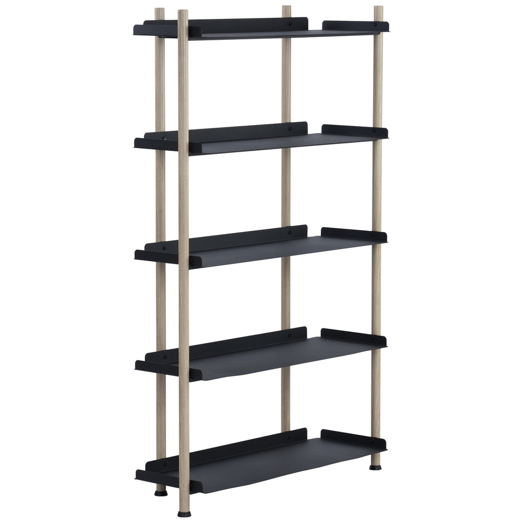 Embry High Shelf with Smoke Oak colour frame, Matt Black Epoxy shelving.