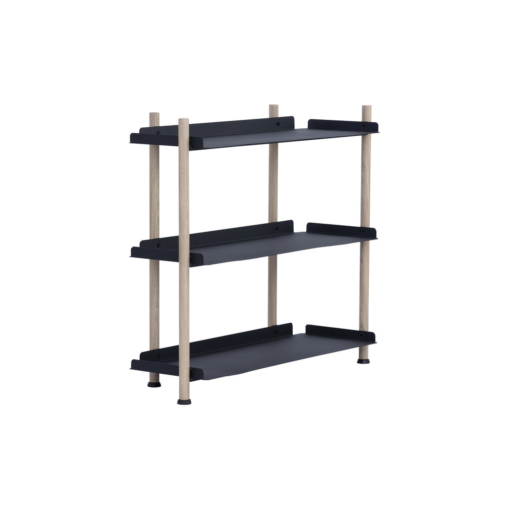 Embry Low Shelf with Smoke Oak colour frame, Matt Black Epoxy shelving.