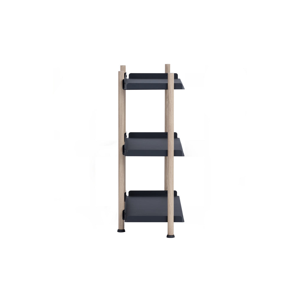 Embry Low Shelf with Smoke Oak colour frame, Matt Black Epoxy shelving.
