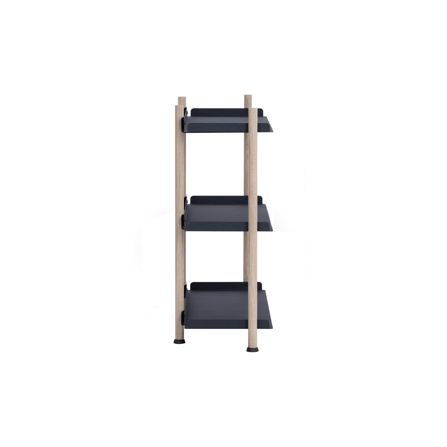 Embry Low Shelf with Smoke Oak colour frame, Matt Black Epoxy shelving.