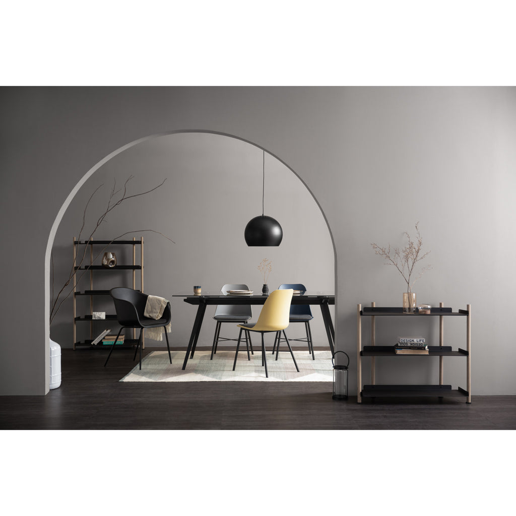 Embry Low Shelf with Smoke Oak colour frame, Matt Black Epoxy shelving.