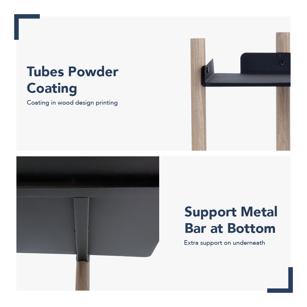 Embry Low Shelf with Smoke Oak colour frame, Matt Black Epoxy shelving.