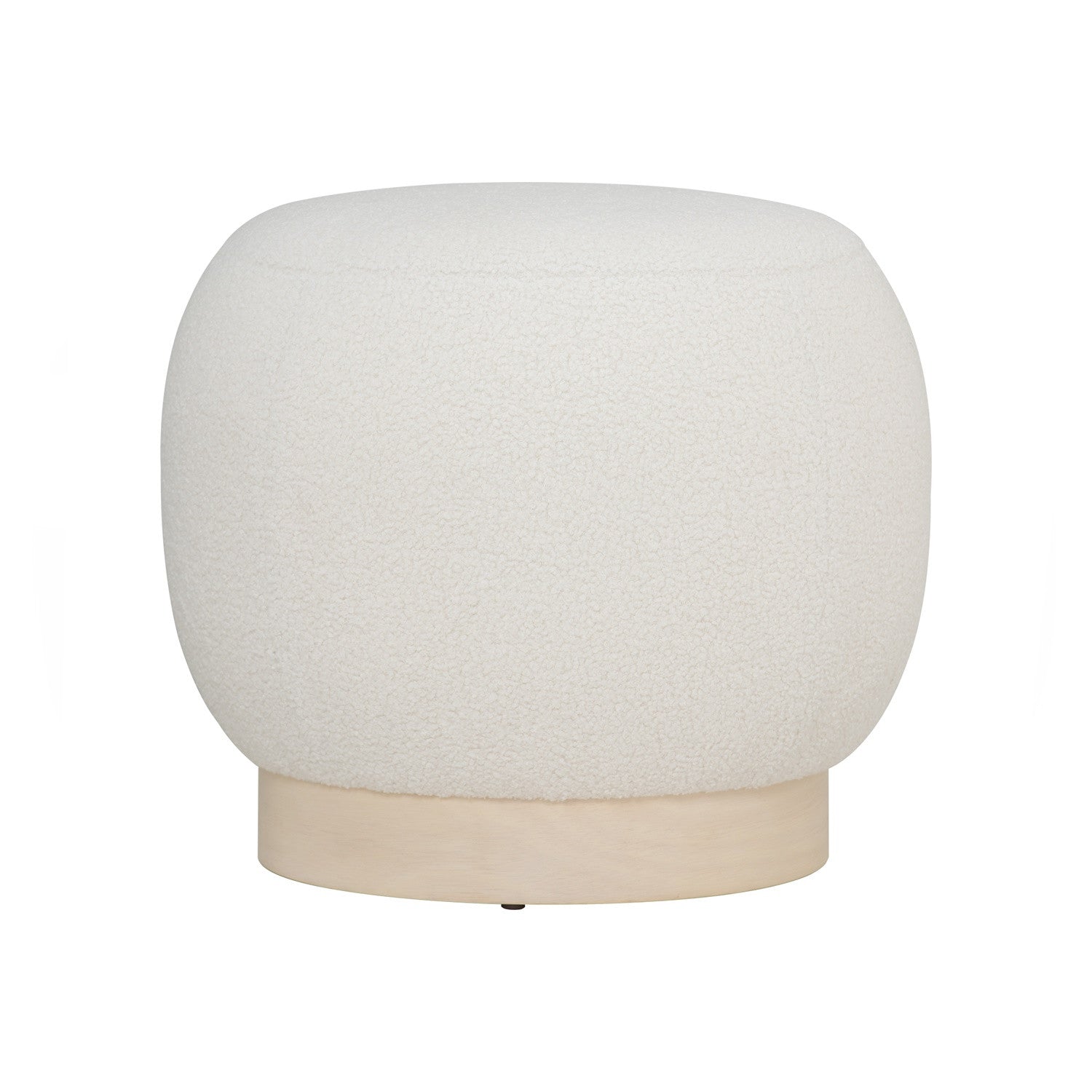 Stelia 510ø pouf with Cocoa colour leg, Cream White colour Teddy fabric.