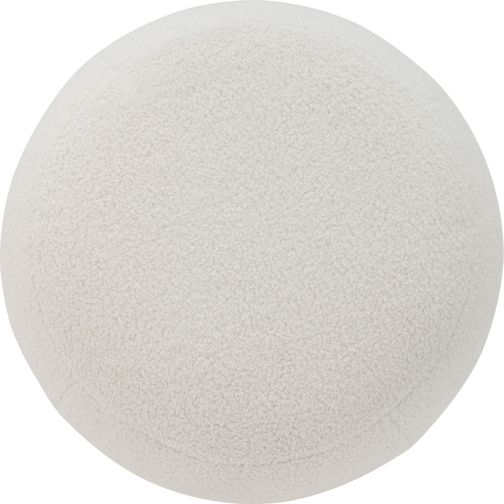 Stelia 510ø pouf with Cocoa colour leg, Cream White colour Teddy fabric.