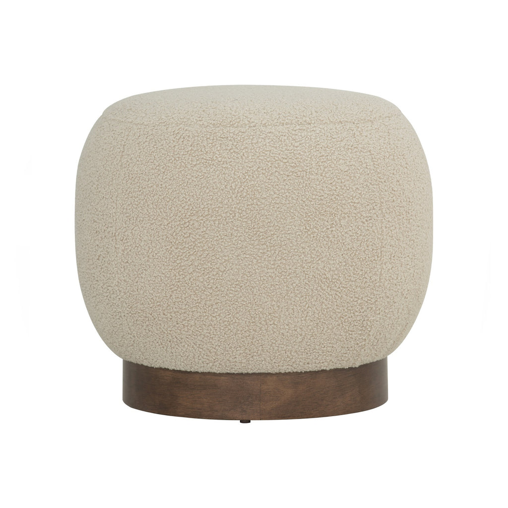 Stelia 510ø pouf with Cocoa colour leg, Brown Beige colour Teddy fabric