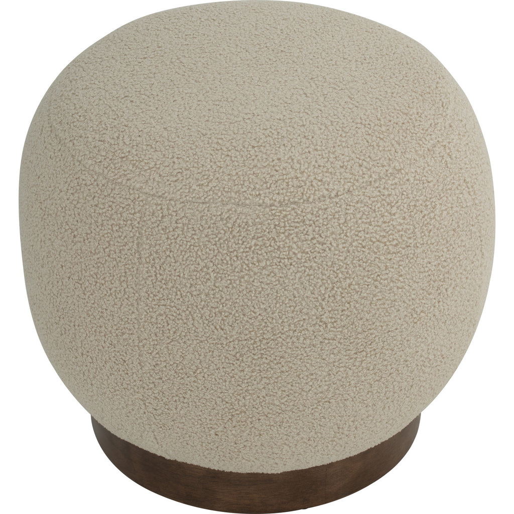 Stelia 510ø pouf with Cocoa colour leg, Brown Beige colour Teddy fabric