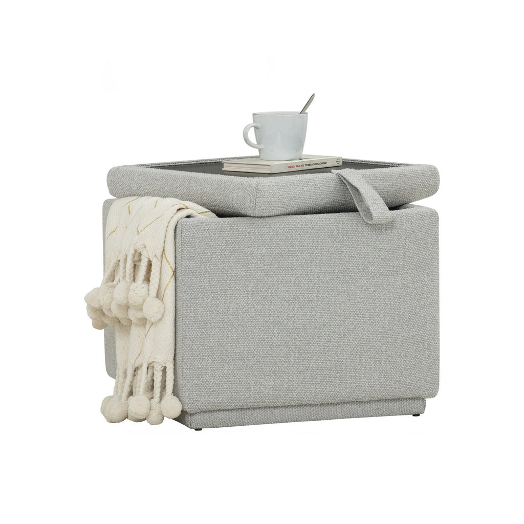 Kato ottoman with storage with Black colour leg, Light Grey colour Ruby fabric.