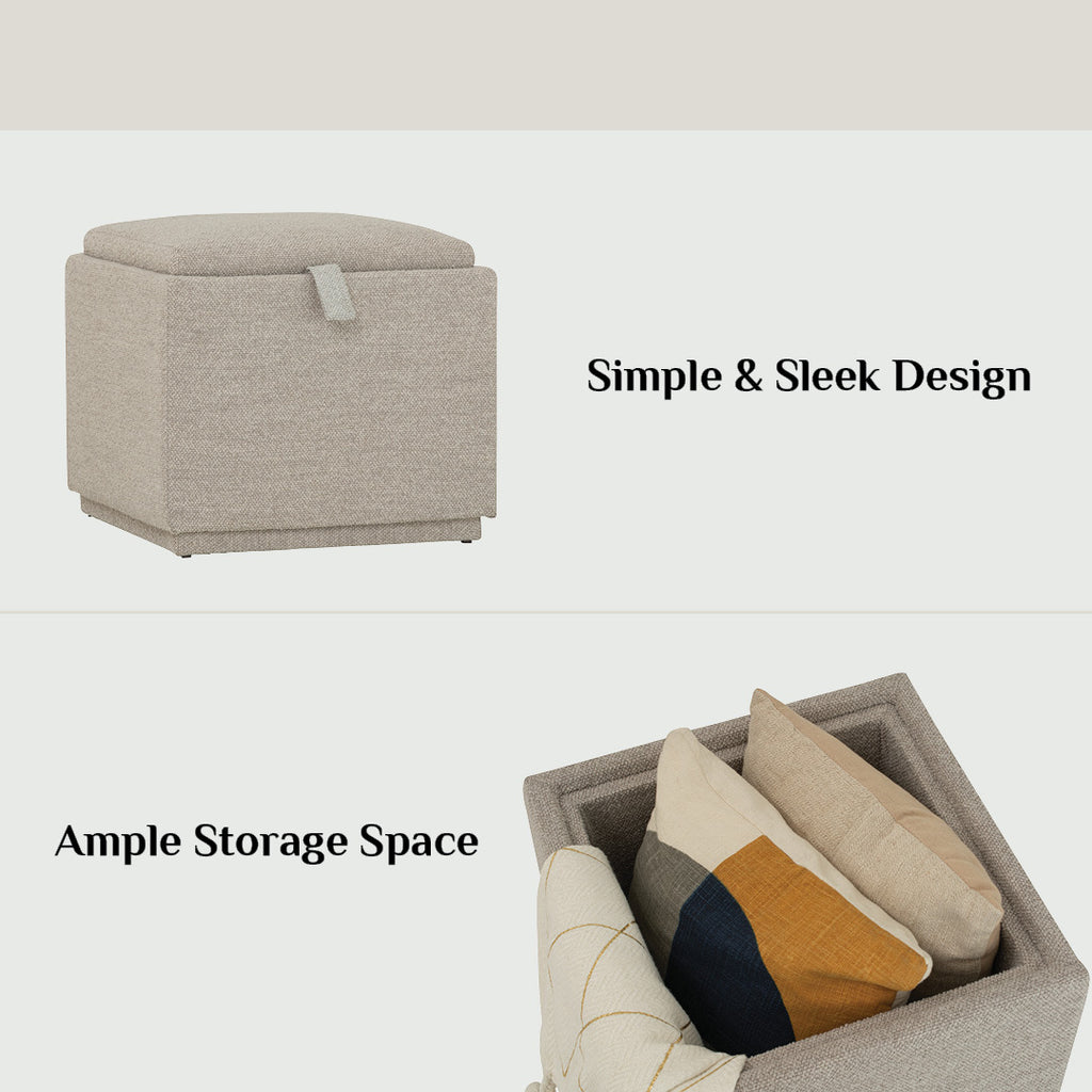 Kato ottoman with storage with Black colour leg, Light Grey colour Ruby fabric.