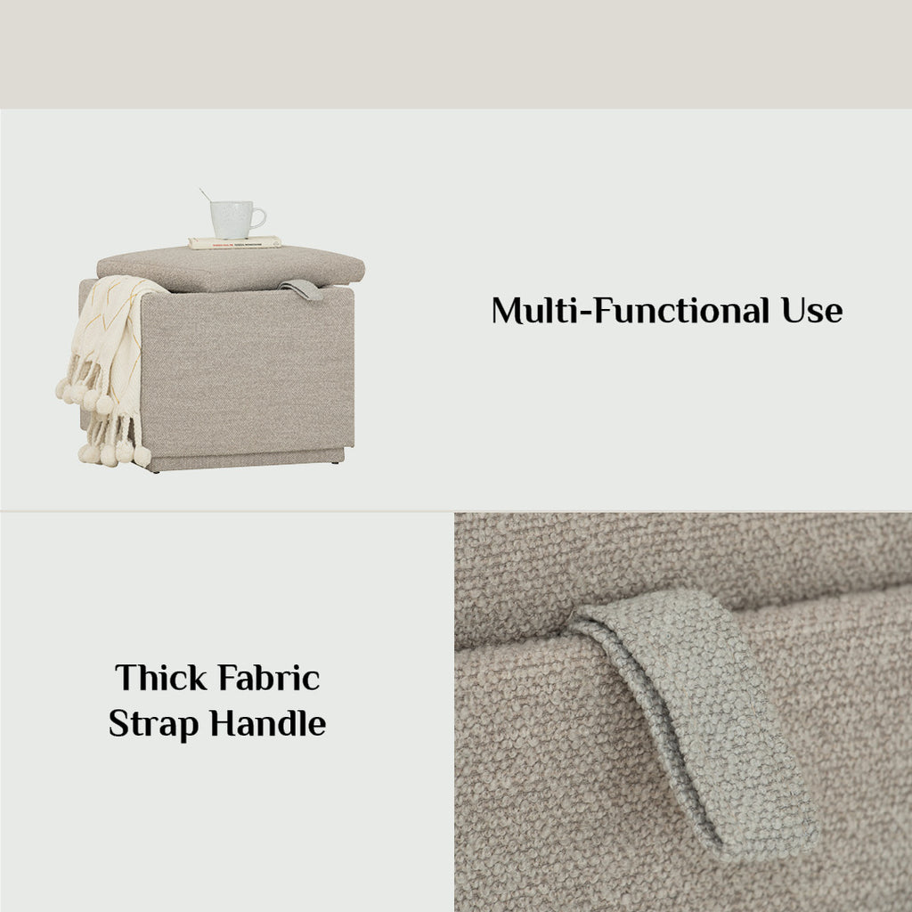 Kato ottoman with storage with Black colour leg, Light Grey colour Ruby fabric.