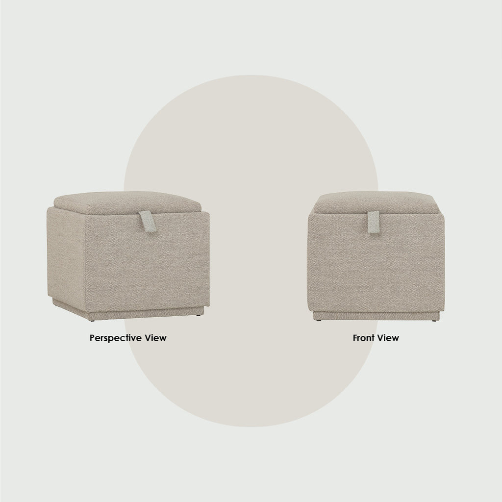 Kato ottoman with storage with Black colour leg, Light Grey colour Ruby fabric.