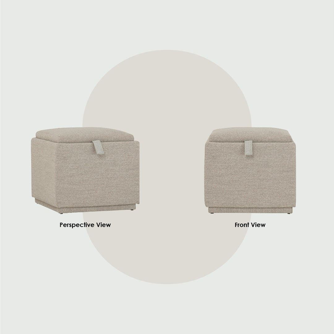 Kato ottoman with storage with Black colour leg, Light Grey colour Ruby fabric.