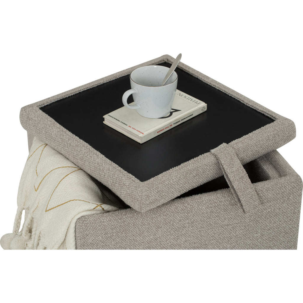 Kato ottoman with storage with Black colour leg, Beige colour Ruby fabric