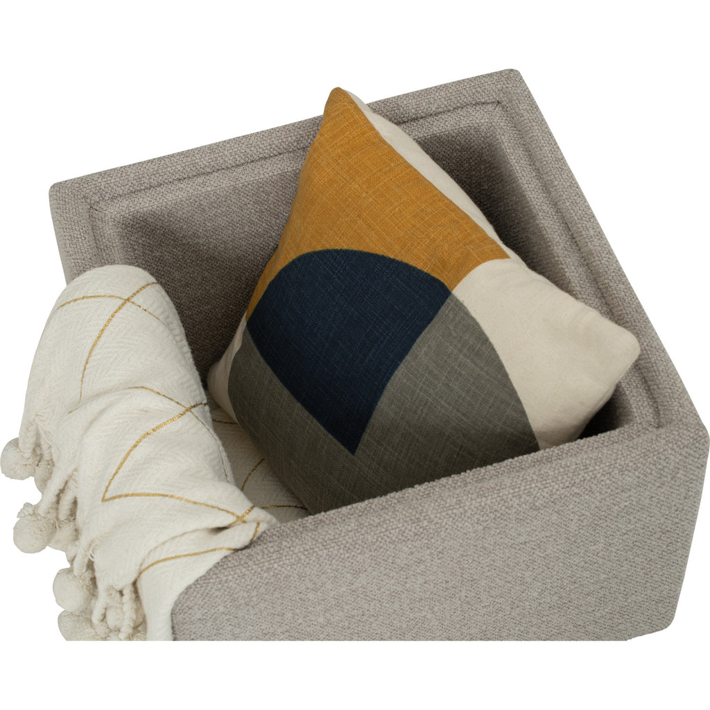 Kato ottoman with storage with Black colour leg, Beige colour Ruby fabric