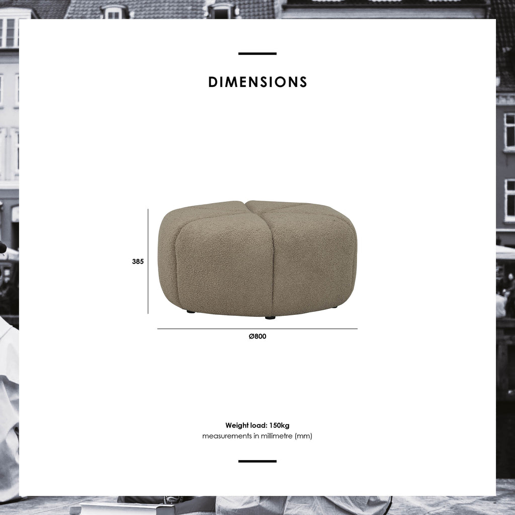 Bufey Dia 765 pouf in Cappuccino colour Teddy fabric