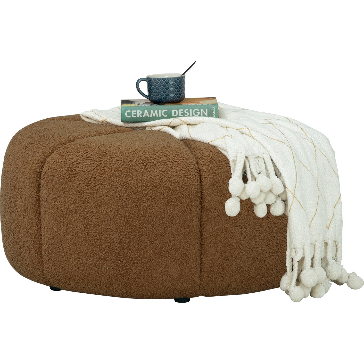 Bufey Dia 765 pouf in Caramel colour Teddy fabric.