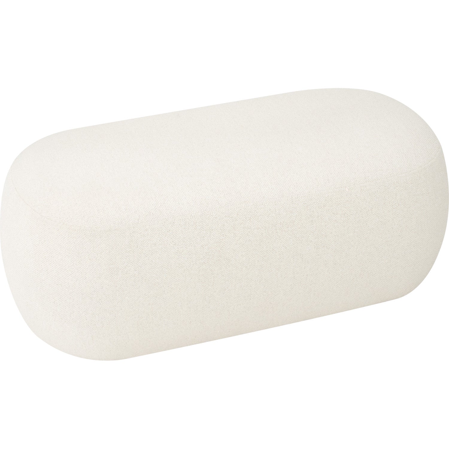 Lux 1000x500 pouf in Cream White colour Rubby fabric