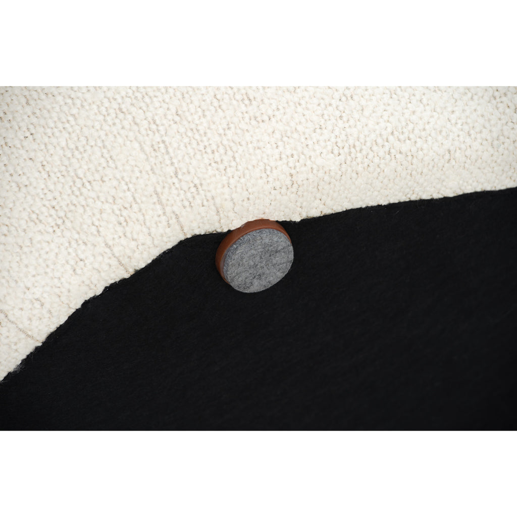 Lux 1000x500 pouf in Cream White colour Rubby fabric