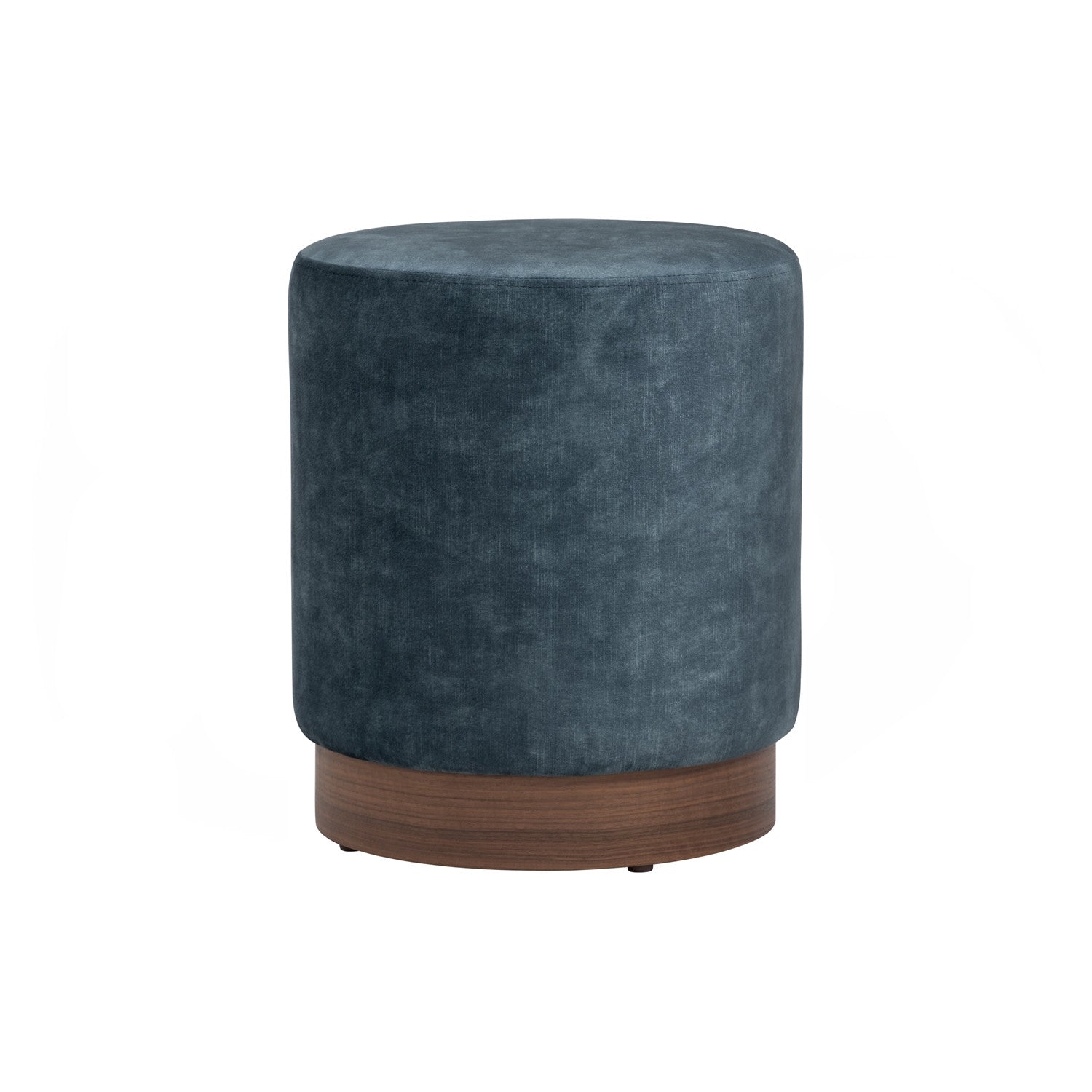Aura 375ø pouf in Walnut veneer leg, Sapphire colour Arctus fabric