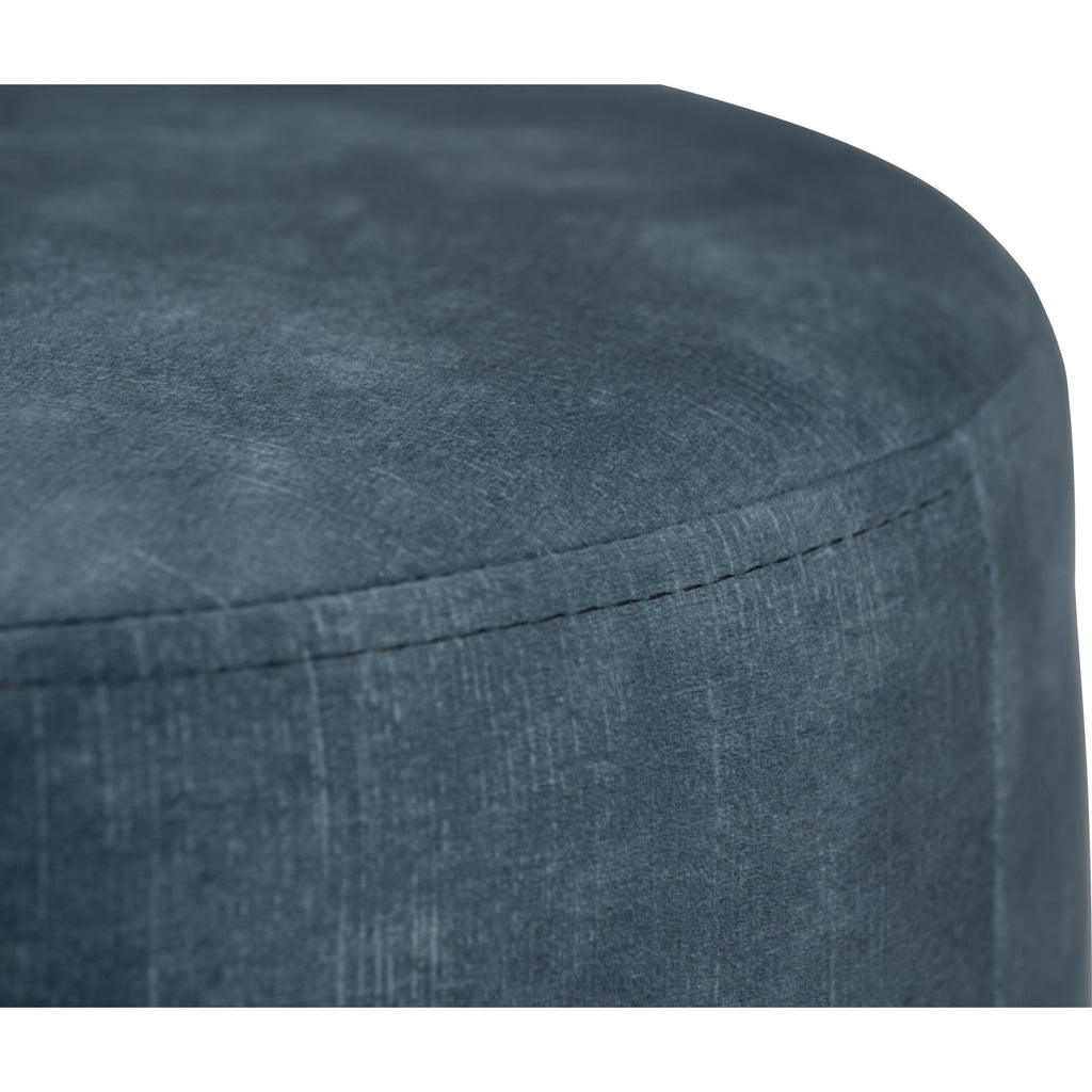Aura 375ø pouf in Walnut veneer leg, Sapphire colour Arctus fabric