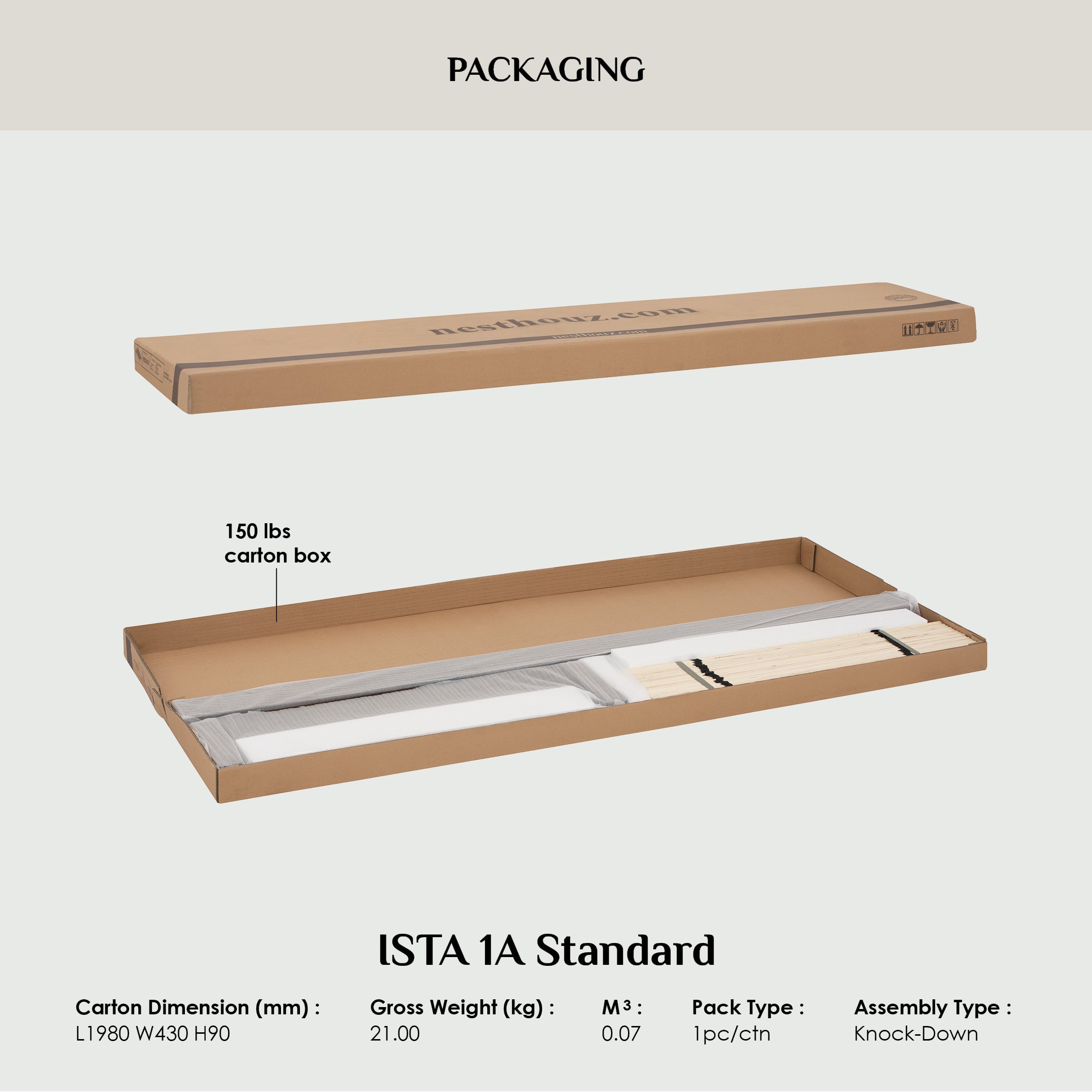 Hilo Single bed in Natural colour (Fit mattress: 910mm x 1930mm)