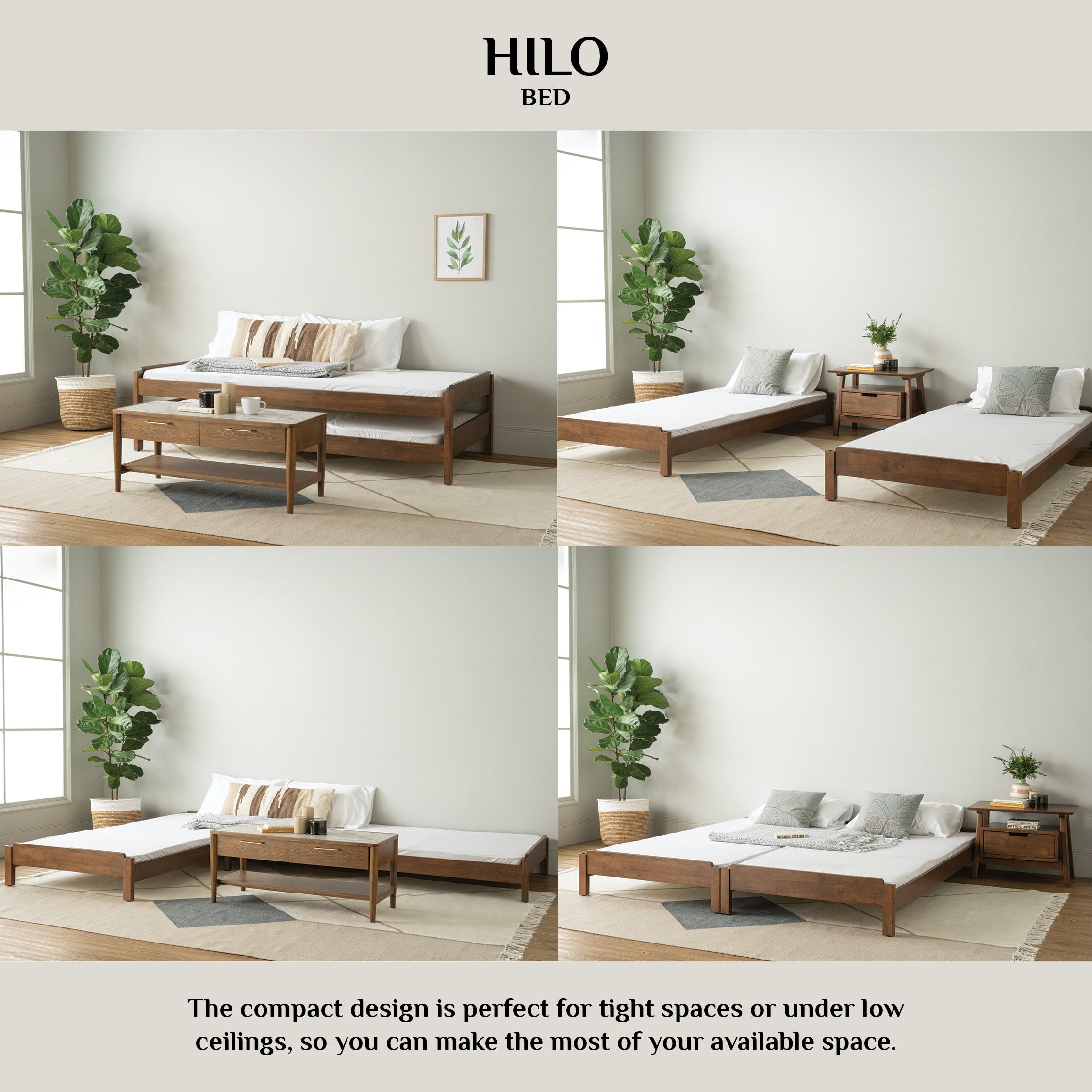 Hilo Single bed in Natural colour (Fit mattress: 910mm x 1930mm)